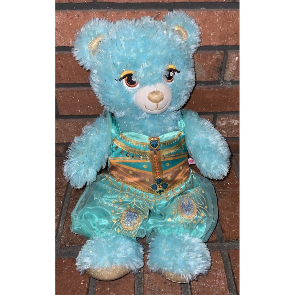Build-A-Bear Disney Princess Jasmine Blue Shimmer Teddy Bear Plush Aladdin 16"
